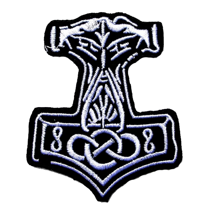 Avengers Verani Viking Thor Hammer Logo Black Embroidery Patch