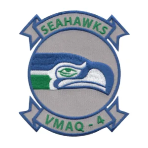Seattle Seahawks Squadron VMAQ-4 Logo Navy/Gray Embroidery Patch