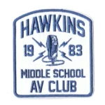 Stranger Things Letter "Hawkins Middle School AV Club" Navy/White Embroidery Patch