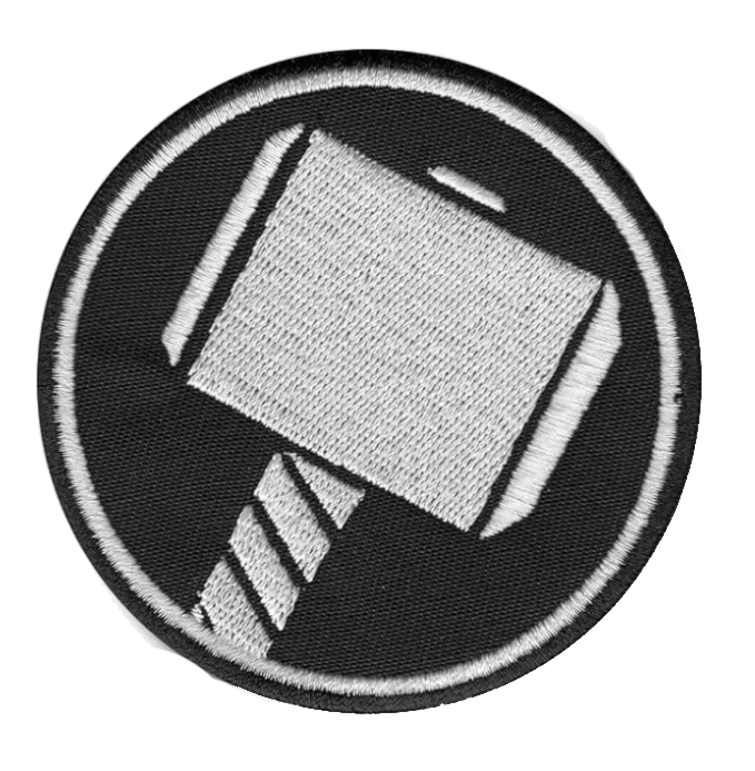 Avengers Thor Hammer Round Logo Black Embroidery Patch