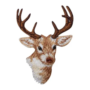 Buck Deer Head Brown Logo Embroidery Patch
