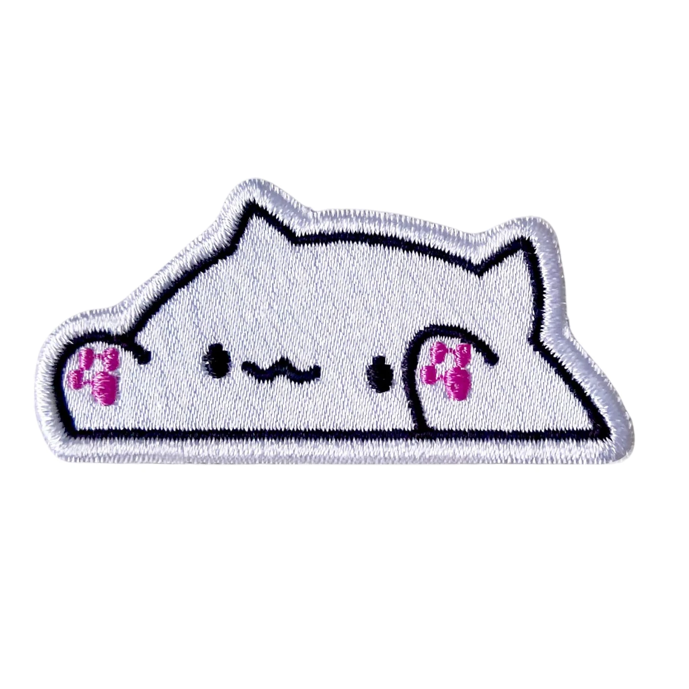 Cat Bongo Cat Meme Grey Embroidery Patch