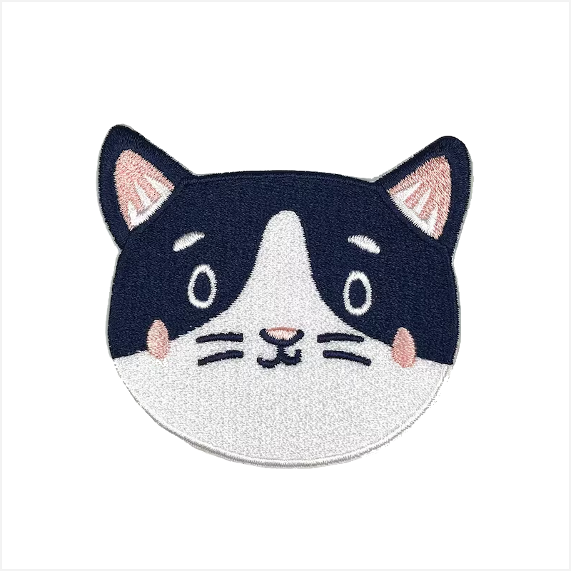 Cat Face Navy/White Logo Embroidery Patch