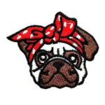 Dogs  Cute Dog Pug Red Bow Logo Embroidery Patch