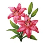 Flower Pink Lily Embroidery Patch