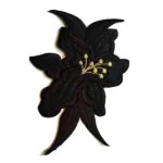 Flowers Black orchid lily flowers Embroidery Patch