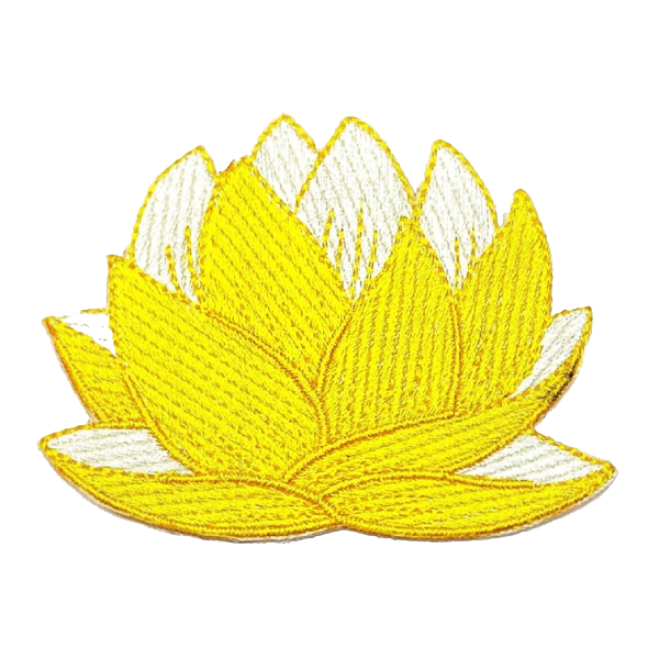 Flowers Lotus Flower Yellow Embroidery Patch