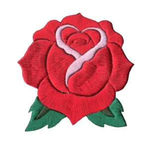 Flowers Opened Rose Red Embroidery Patch