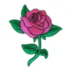 Flowers Pink Rose Embroidery Patch