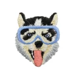 Husky Scientist Dog White Logo Embroidery Patch