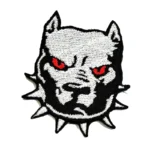 Pitbull Dog Head Grey Logo Embroidery Patch