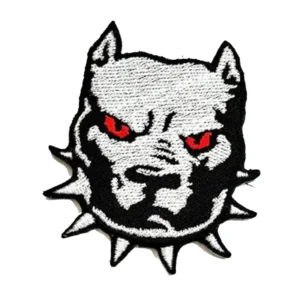 Pitbull Dog Head Grey Logo Embroidery Patch