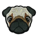 Pug Dog Brown Logo Embroidery Patch