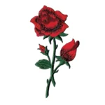 Red Rose Applique Flower Embroidery Patch