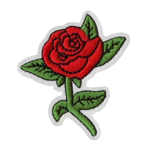 Red Rose Flower Embroidery Patch