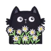 cat and daisy black Embroidery Patch