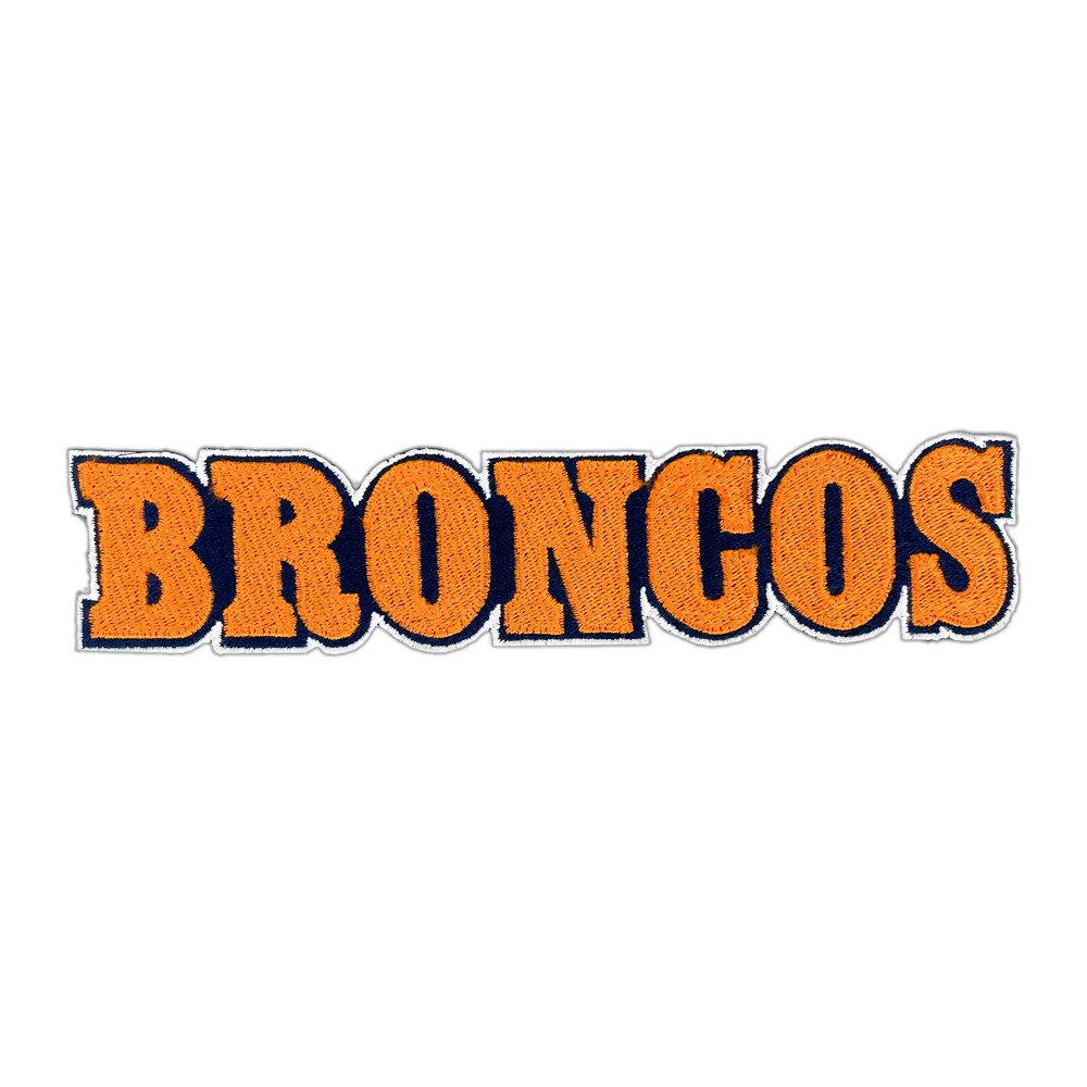 BRONCOS Orange/Black Text Embroidered Patch