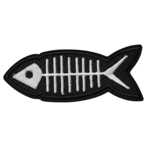 Fish Bone Skeleton Embroidered Patch