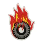 Flaming Racing Tire Embroidered Patch