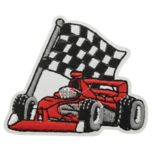 Formula 1 Car with Finish Flag Emblem Patch
