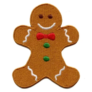 Gingerbread Man Smiling Embroidered Iron-On Patch