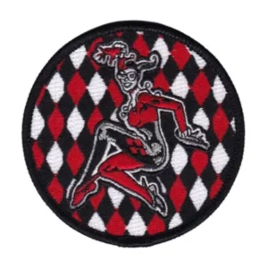 Harley Quinn Jester Diamond Background Round Patch