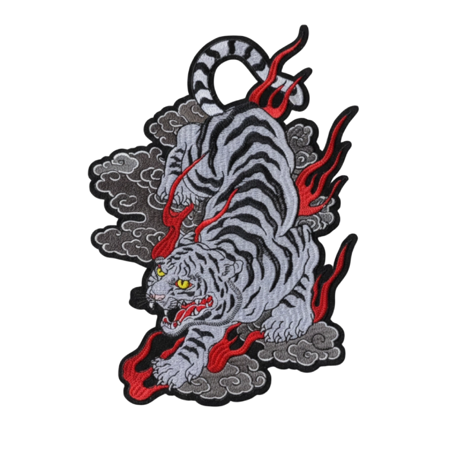 Japanese White Tiger Embroidered Patch