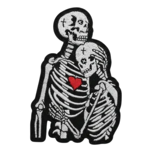 Skeleton Lovers Embracing Embroidered Patch