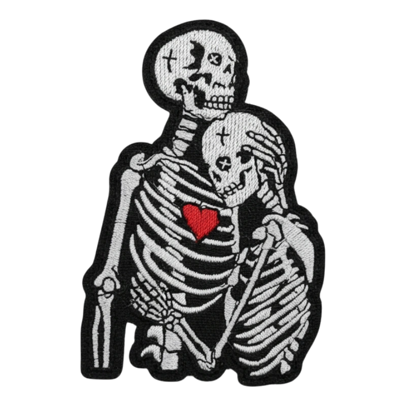 Skeleton Lovers Embracing Embroidered Patch