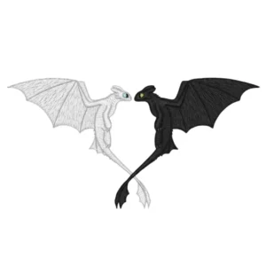 Toothless and Light Fury Flying Heart Patch